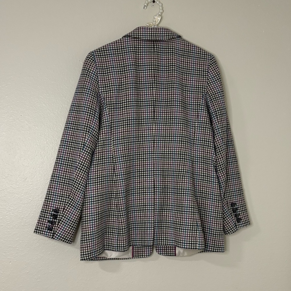 Talbots Women Multicolor Houndstooth Wool Blend Single Button Blazer - Picture 12 of 12